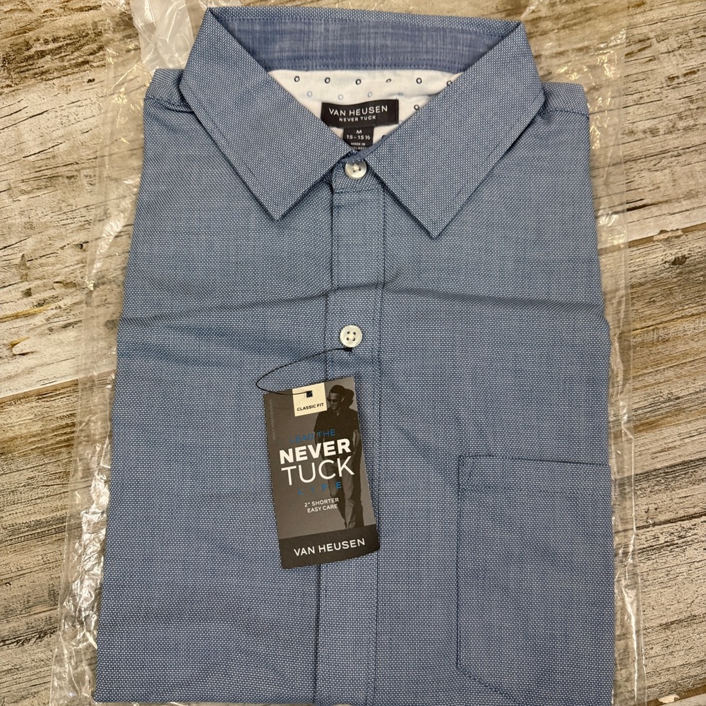 Van Heusen Men's Casual Blue Button Down Shirt